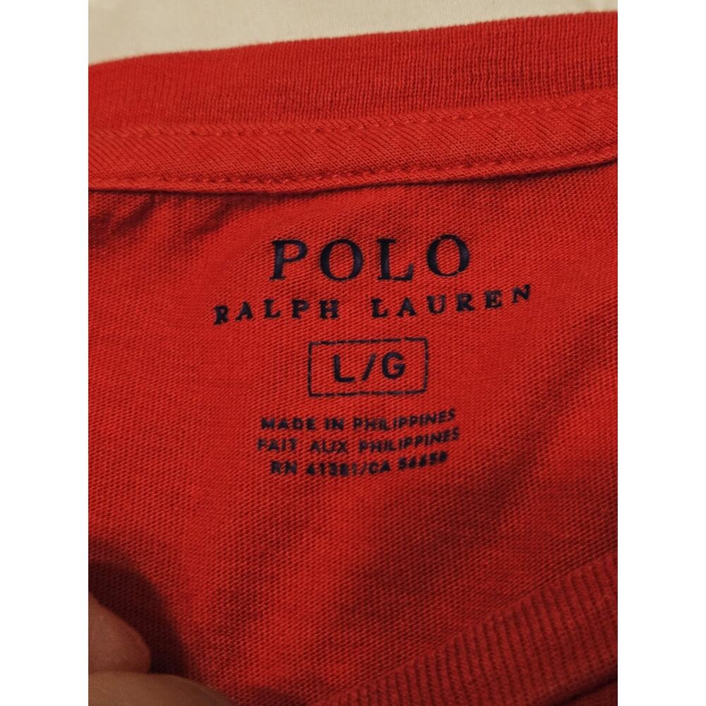 Vtg Polo Ralph Lauren Big Pony T Shirt Men Sz L Longsleeve Red Blue Horse Luxury - Picture 4 of 6